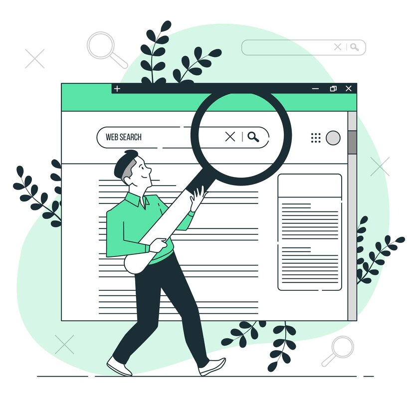 SEO concept with magnifying glass on laptop